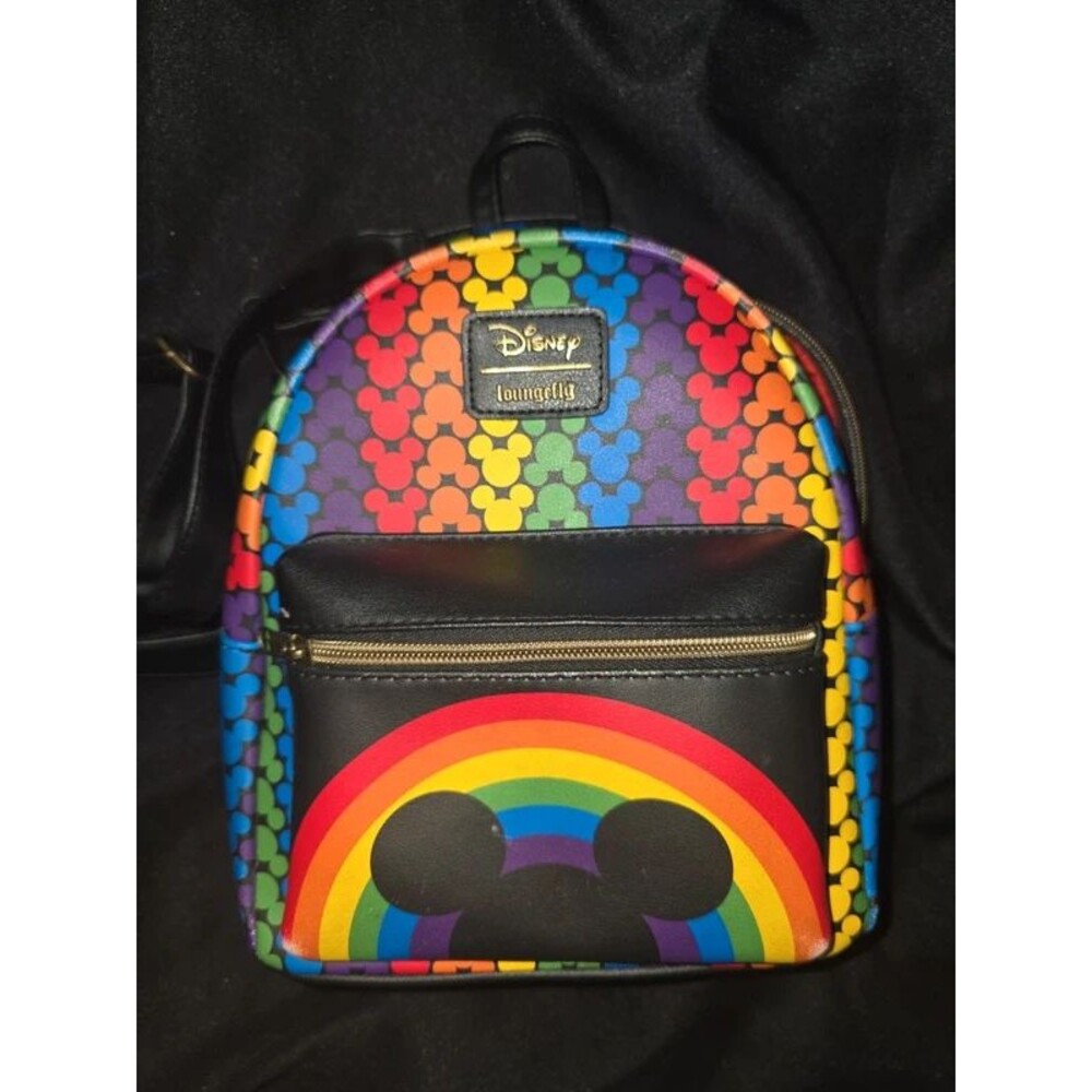 Loungefly Disney Mickey mouse rainbow mini backpack bookbag purse tote bag!